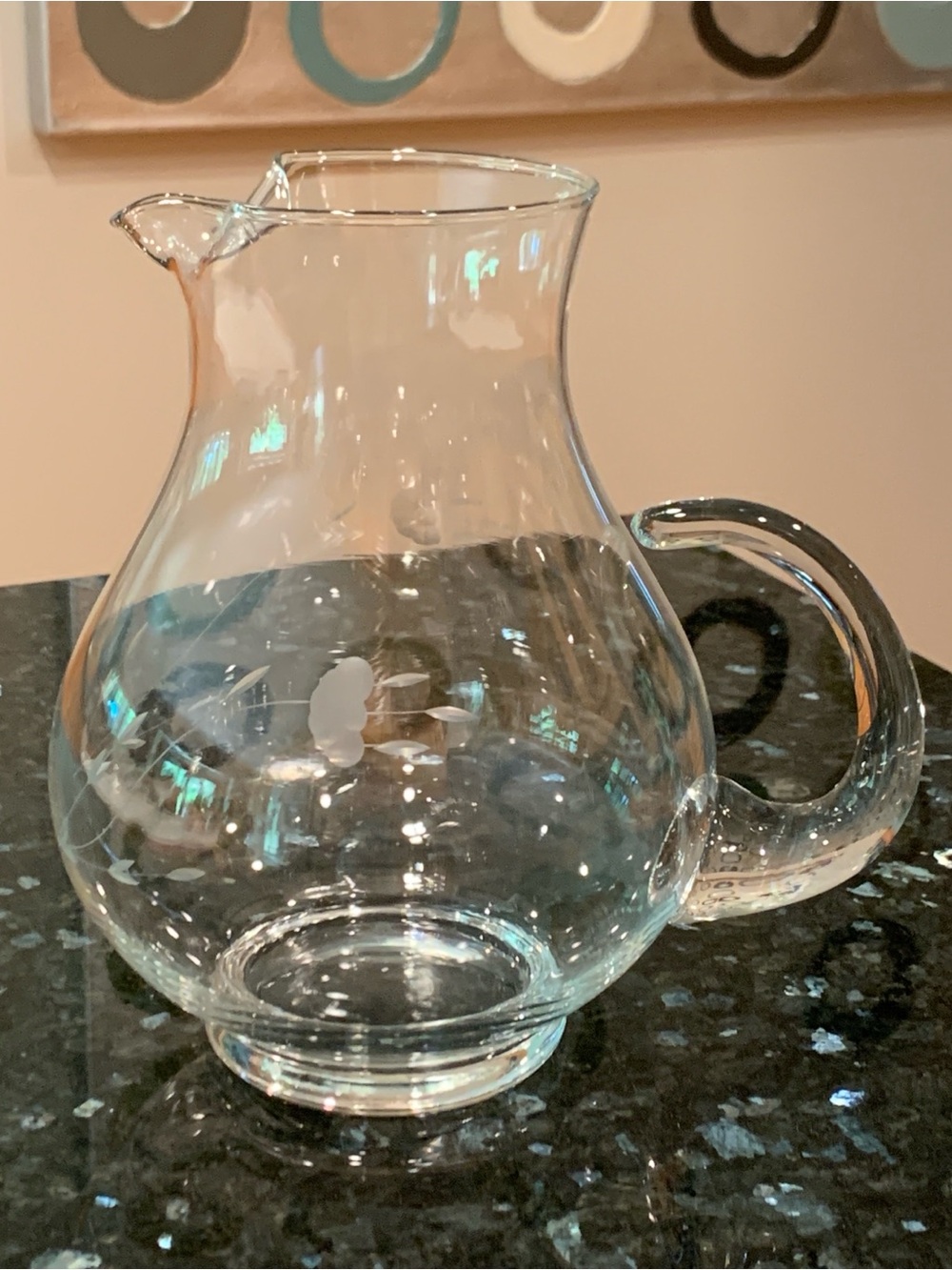 Vintage Princess House Heritage Crystal Pitcher – 9” Etched Floral Ice Lip